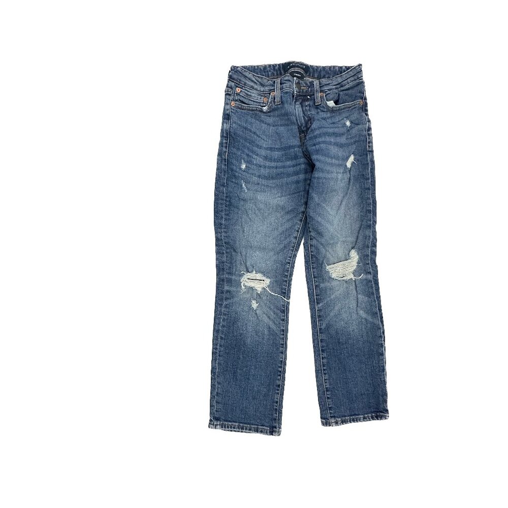 Aeropostale Distressed Straight Men's size 27x28‎ Dark Wash Blue Denim Jeans